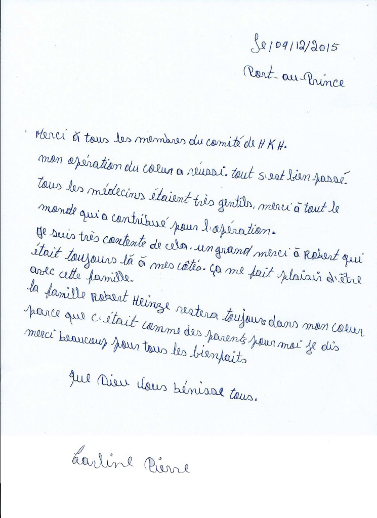 Lettre de Carline Pierre